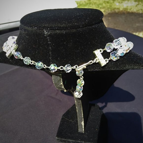 Vintage Double Strand Graduated Crystal Necklace 16 3/4" - Picture 5 of 10